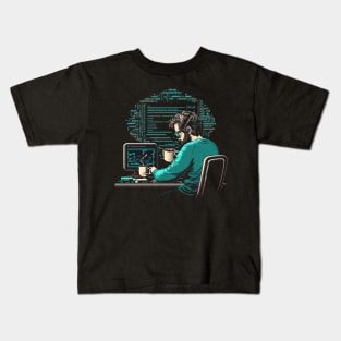 8-bit developer working Kids T-Shirt